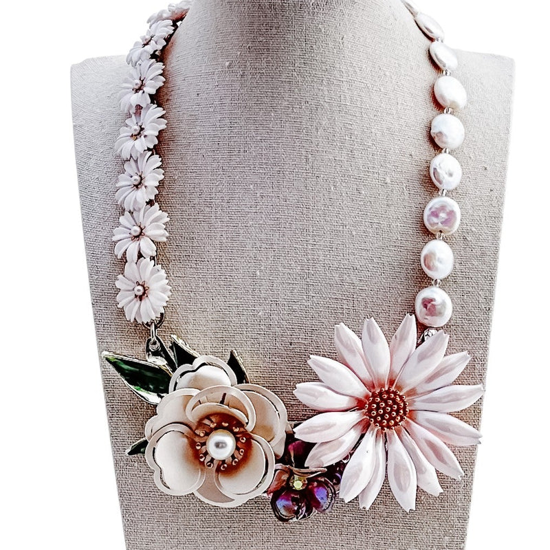 Pink Petal Collage Necklace