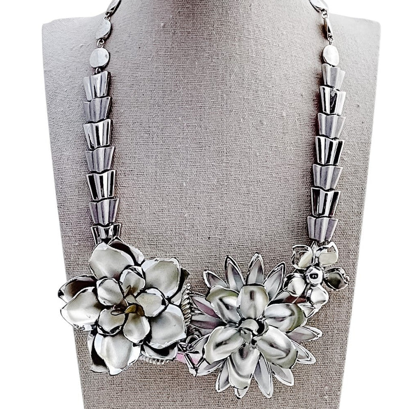 Silver Streak Collage Necklace