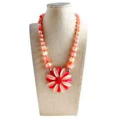 Pink Daisy Single Flower Statement Necklace