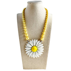White Daisy Single Flower Statement Necklace