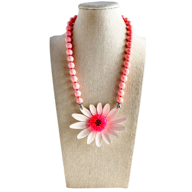 Mod Pink Single Flower Statement Necklace