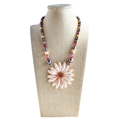 Petal Pink Single Flower Statement Necklace