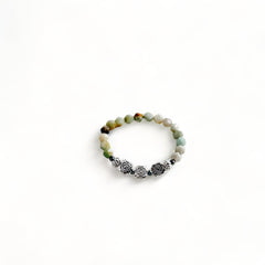 Amazonite and Tibetan silver stretch bracelet