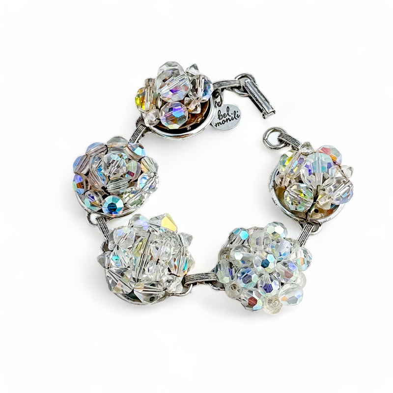 Vintage Aurora Borealis Crystal Cluster Bracelet