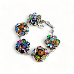Vintage Rainbow AB Crystal Cluster Bracelet