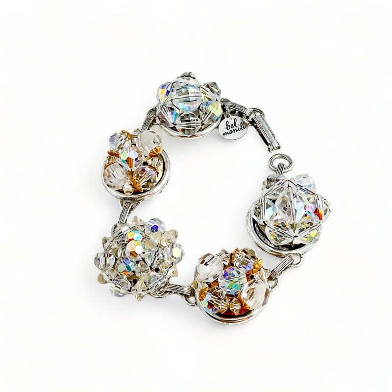 Vintage Goldtone AB Crystal Cluster Bracelet
