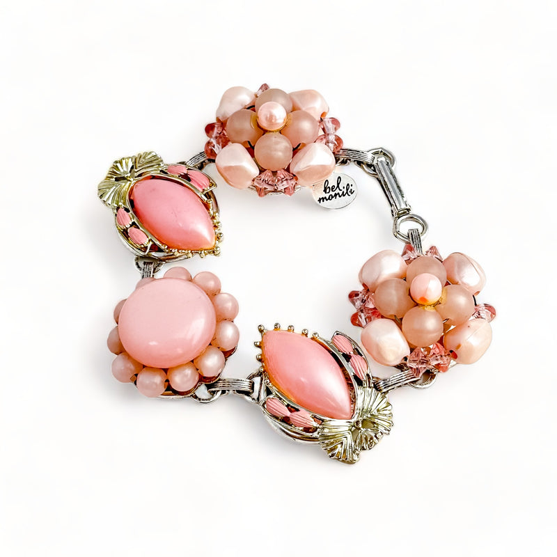 Mod Pink Vintage Cluster Bracelet