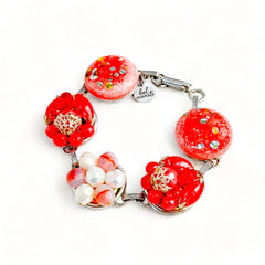 Coral Vintage Cluster Bracelet