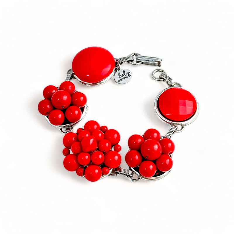 Cherry Red Vintage Cluster Bracelet