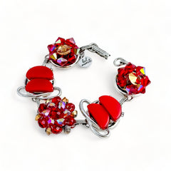 Cranberry Red Vintage Cluster Bracelet