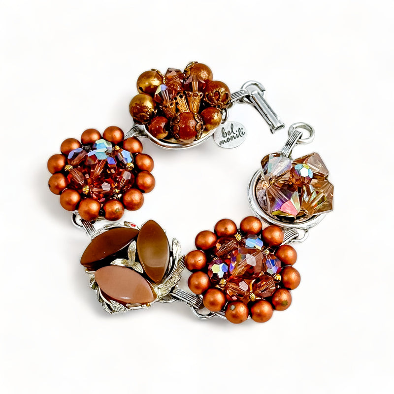 Vintage Copper tone Cluster Bracelet
