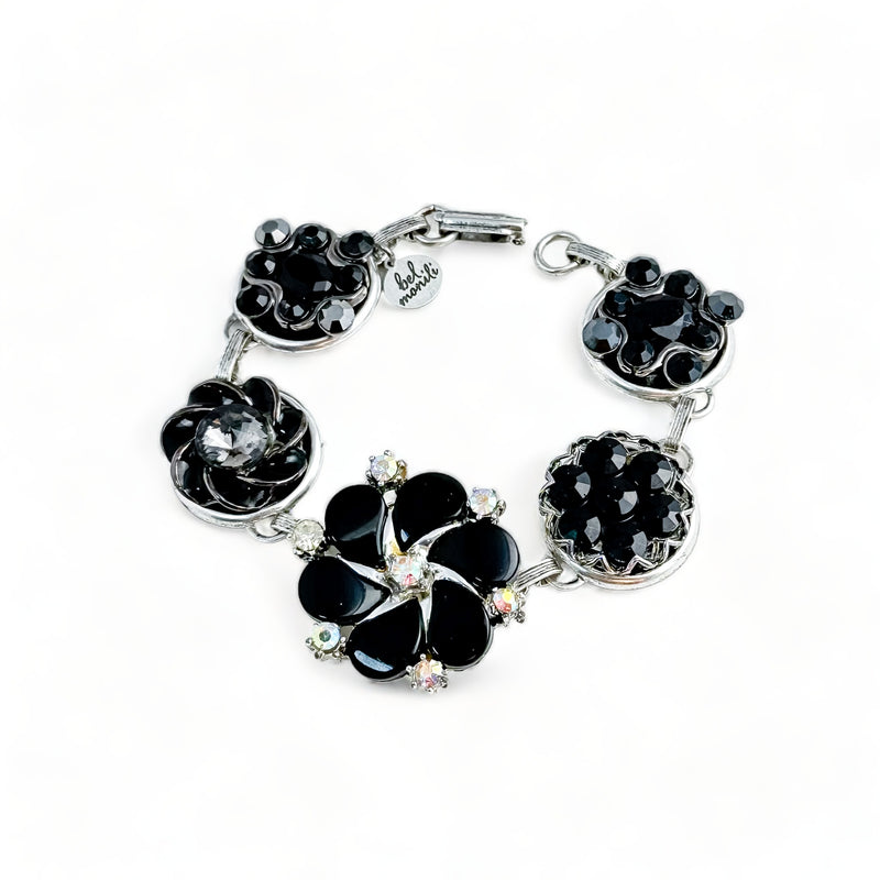 Vintage Black Flower Cluster Bracelet
