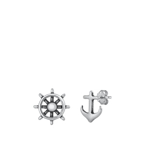 Anchor and Helm stud earring
