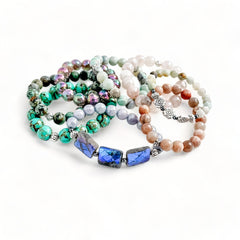 Rose quartz bead stretch bracelet