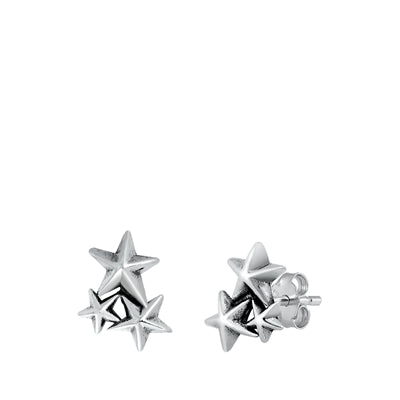 Triple star stud earring