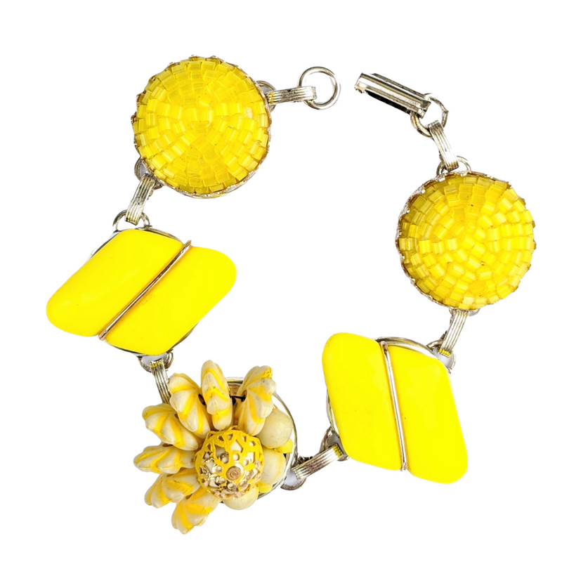 Mod Yellow Vintage Cluster Bracelet