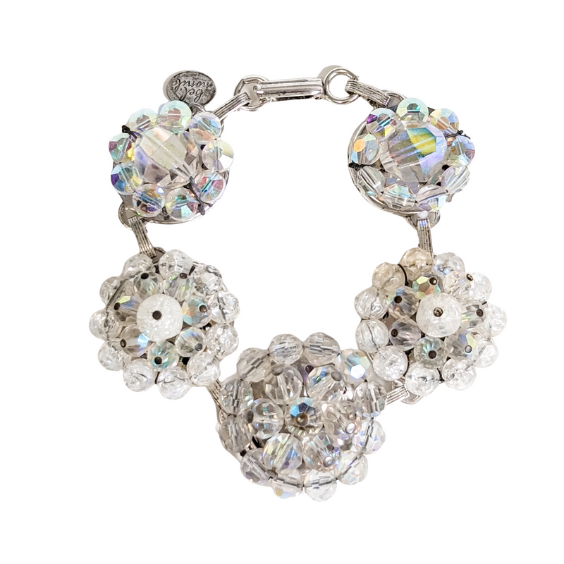 Aurora Borealis Crystal Vintage Cluster Bracelet