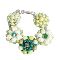 Spring Green Vintage Cluster Bracelet
