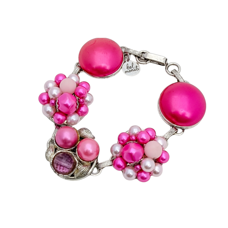 bel monili pink vintage cluster earring bracelet