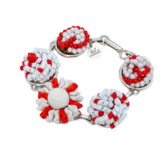 bel monili red & white vintage cluster bracelet
