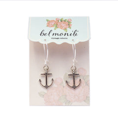 silver anchor earrings, nautical earrings