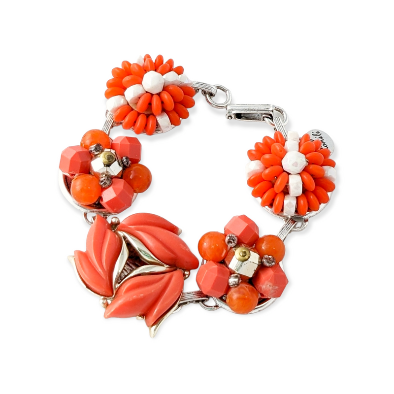 vintage mod orange cluster bracelet
