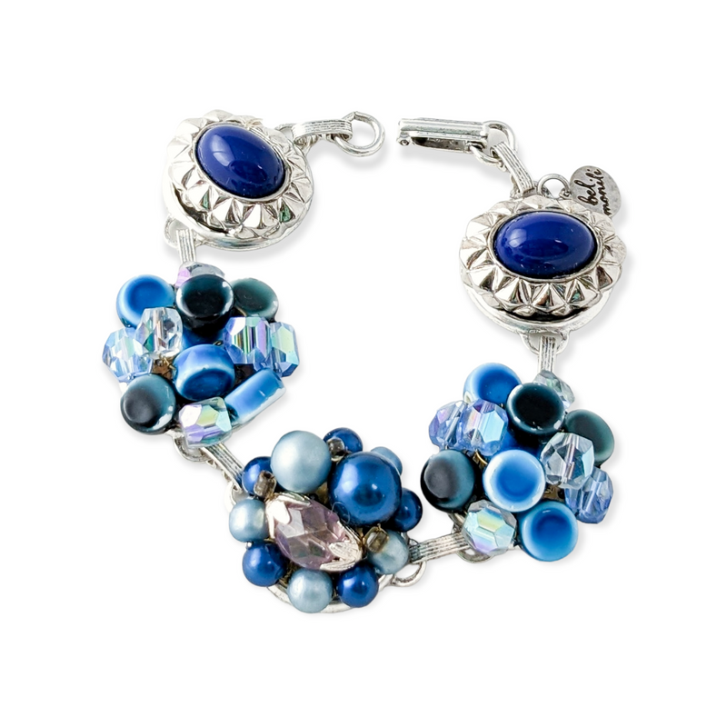 bel monili vintage blue cluster bracelet