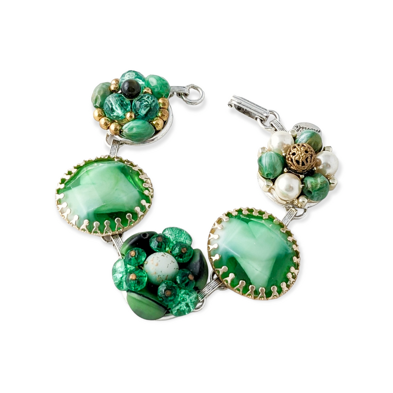 bel monili vintage emerald green cluster bracelet