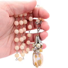 Peachy Pearl Long Beaded Bauble Necklace