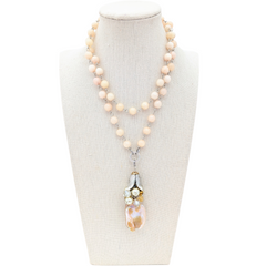 Peachy Pearl Long Beaded Bauble Necklace