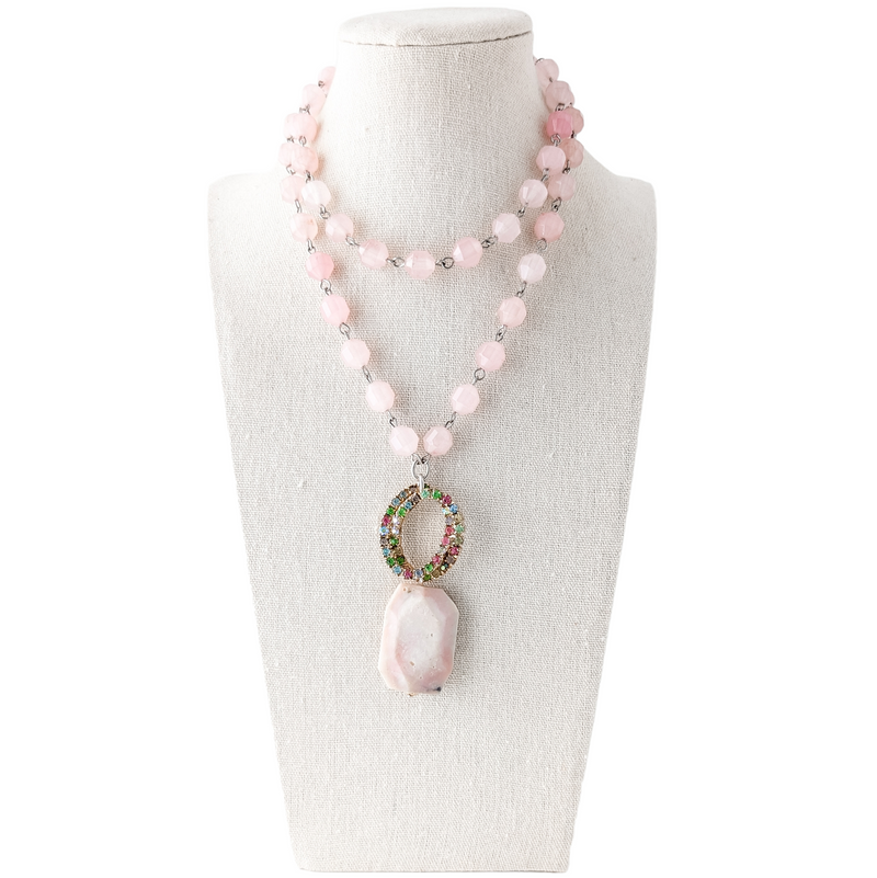 bel monili pink gemstone beaded ecklace