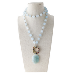 bel monili blue jade long beaded necklace