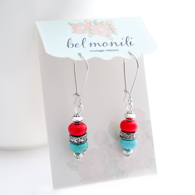 turquoise and coral earrings
