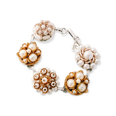 Gold and Pearl Vintage Cluster Bracelet