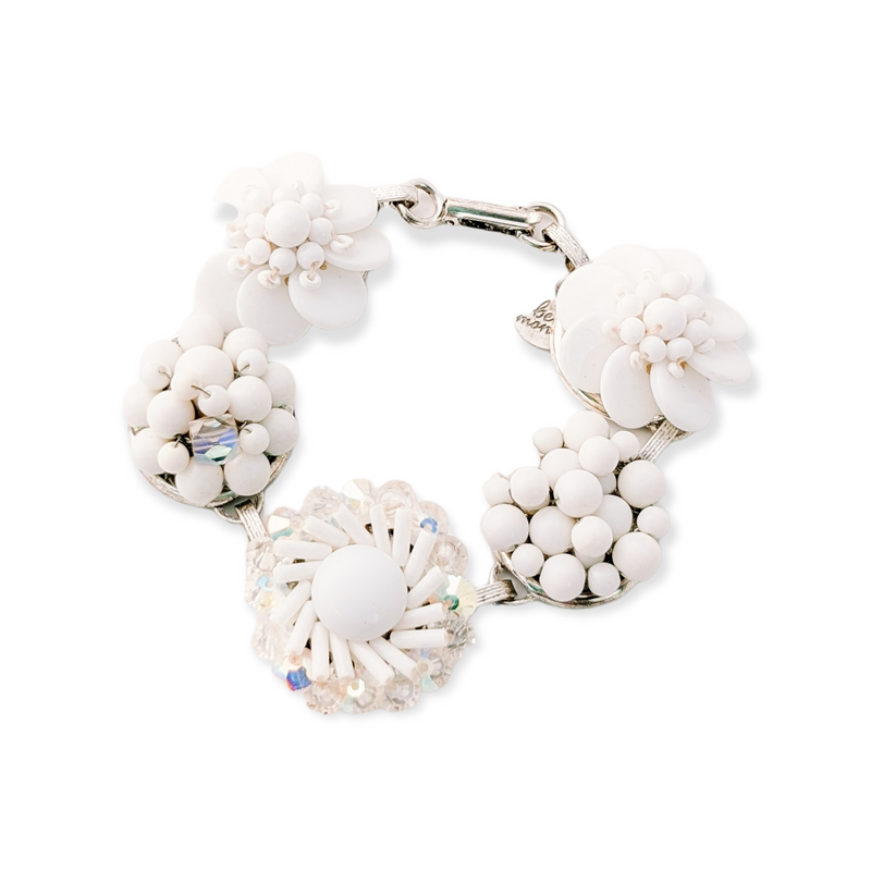 bel monili vintage white milk glass cluster bracelet