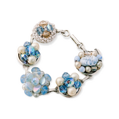 pale blue vintage glass cluster bracelet