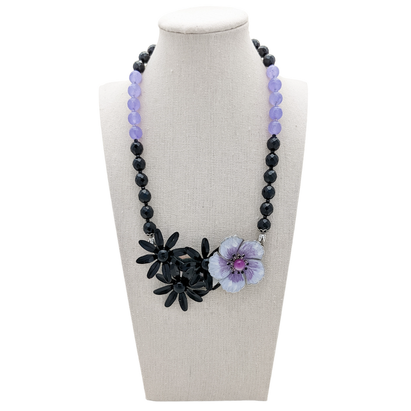 black and lilac colorblock necklace
