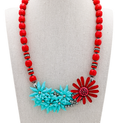 bel monili aqua and red collage necklace