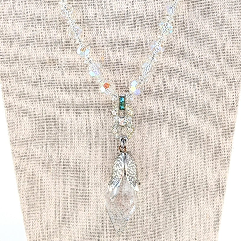 Rock Crystal Necklace, Art Deco Faceted Beads, 20's - Gem