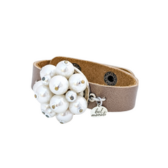 bel monili pearl bauble leather cuff bracelet