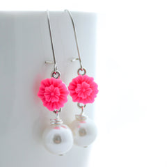 hot pink drop earrings