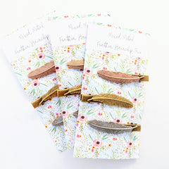 Mixed Metal Feather Hairclips - 3 Pack