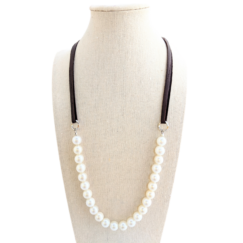 Leather & Pearl Necklace
