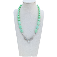 Mint Jade Vintage Rhinestone Necklace