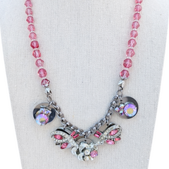 bel monili vintage pink pressed glass necklace