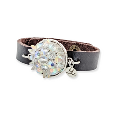 bel monili aurora borealis crystal leather cuff bracelet