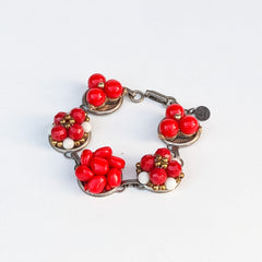 Vintage Red Cluster Bracelet