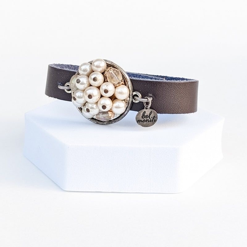 Pearl Leather Cuff Bracelet