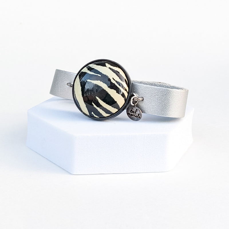 Zebra Leather Cuff Bracelet