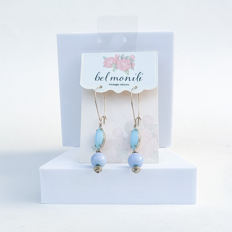 Sky blue periwinkle bead earrings